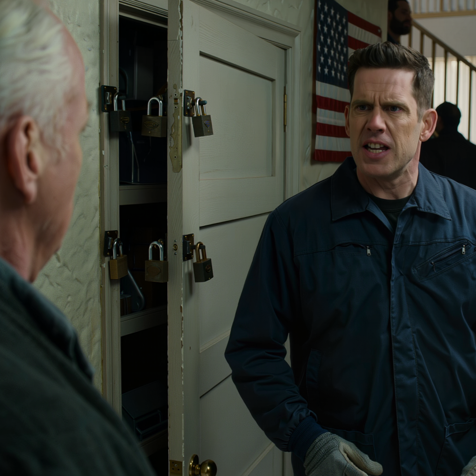 Zadzwoniłem do technika od pieców, kiedy moja żona była w Vancouver. Godzinę później wysłał SMS-a: „Panie Hoffman, za pańskimi regałami magazynowymi są zamknięte drzwi. Kto jest w środku?”. Zdezorientowany, odpowiedziałem: „Jakie drzwi? Nie mamy żadnych zamkniętych pokoi”. „Proszę pana, słyszę oddech w środku. A na zewnątrz są cztery kłódki…”. Zadzwoniłem na policję…