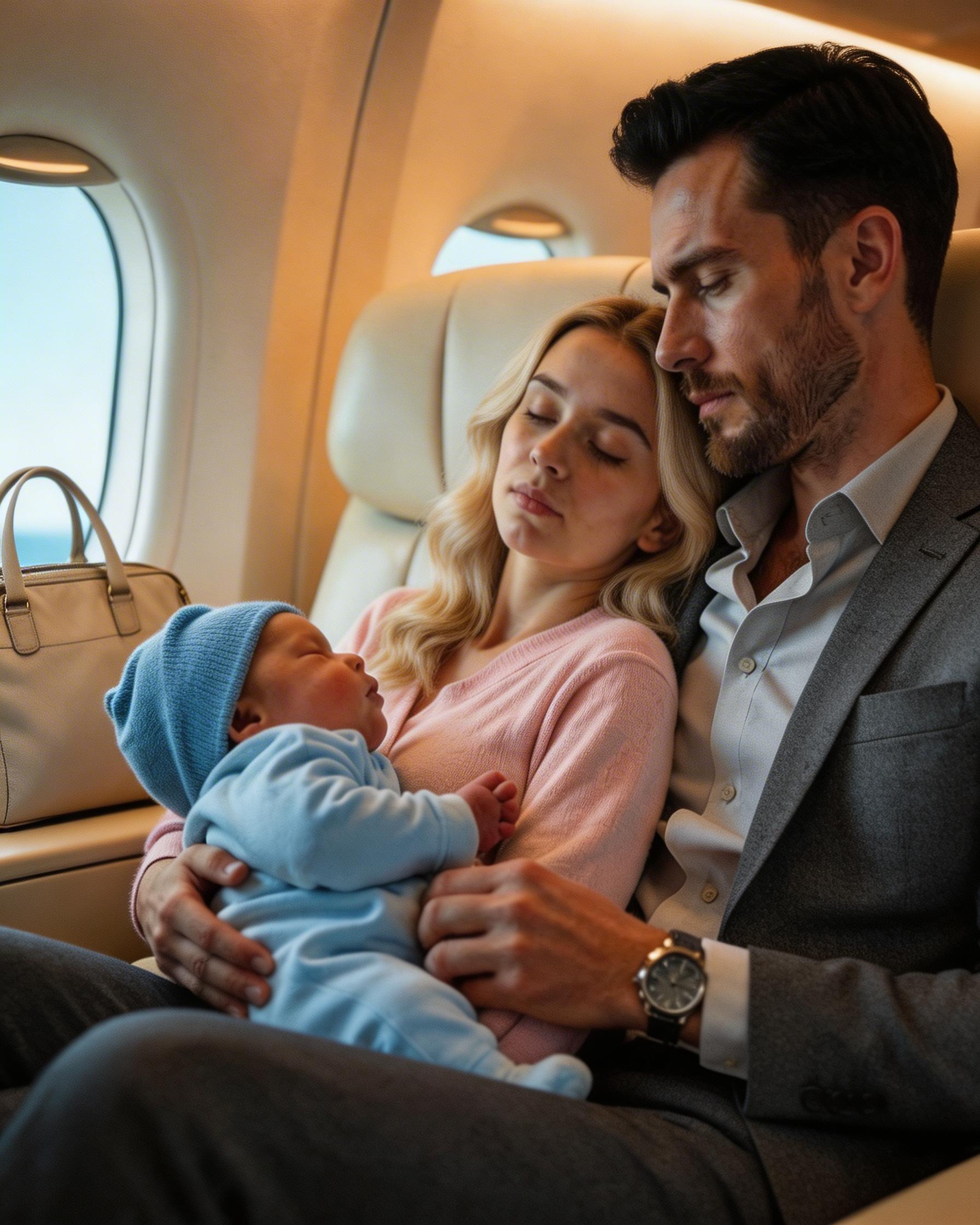Biedna dziewczynka z dzieckiem zasypia na ramieniu prezesa firmy w samolocie, ale budzi się zszokowana, gdy ten…
