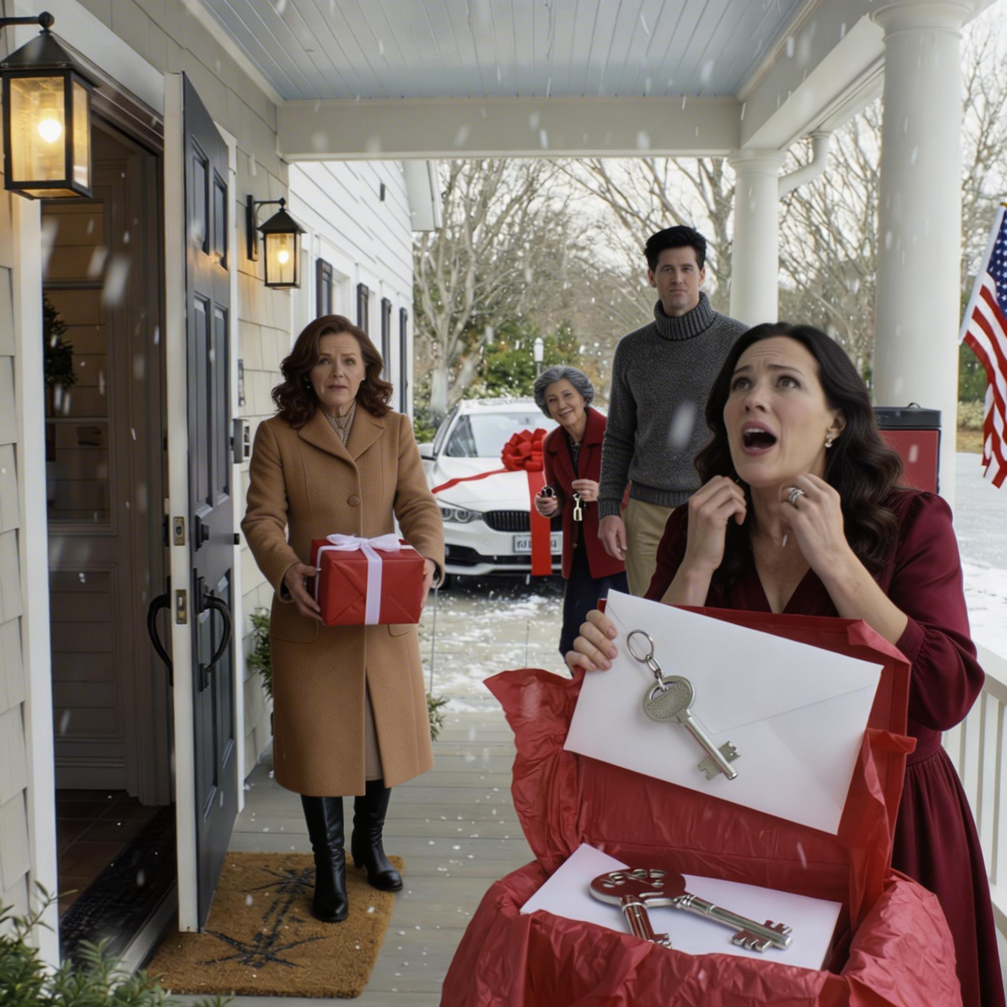 Mój syn dał swojej teściowej BMW za 60 000 dolarów na Boże Narodzenie. Mój prezent? Skarbonka z zaledwie trzema dolarami w środku. Uśmiechnąłem się, pojechałem do domu i położyłem się spać. Kiedy wzeszło słońce, po cichu zostawiłem „prezent” na ich drzwiach wejściowych… i gdy tylko jego żona go otworzyła, jej uśmiech zniknął tak szybko, że wyglądał na sztuczny.