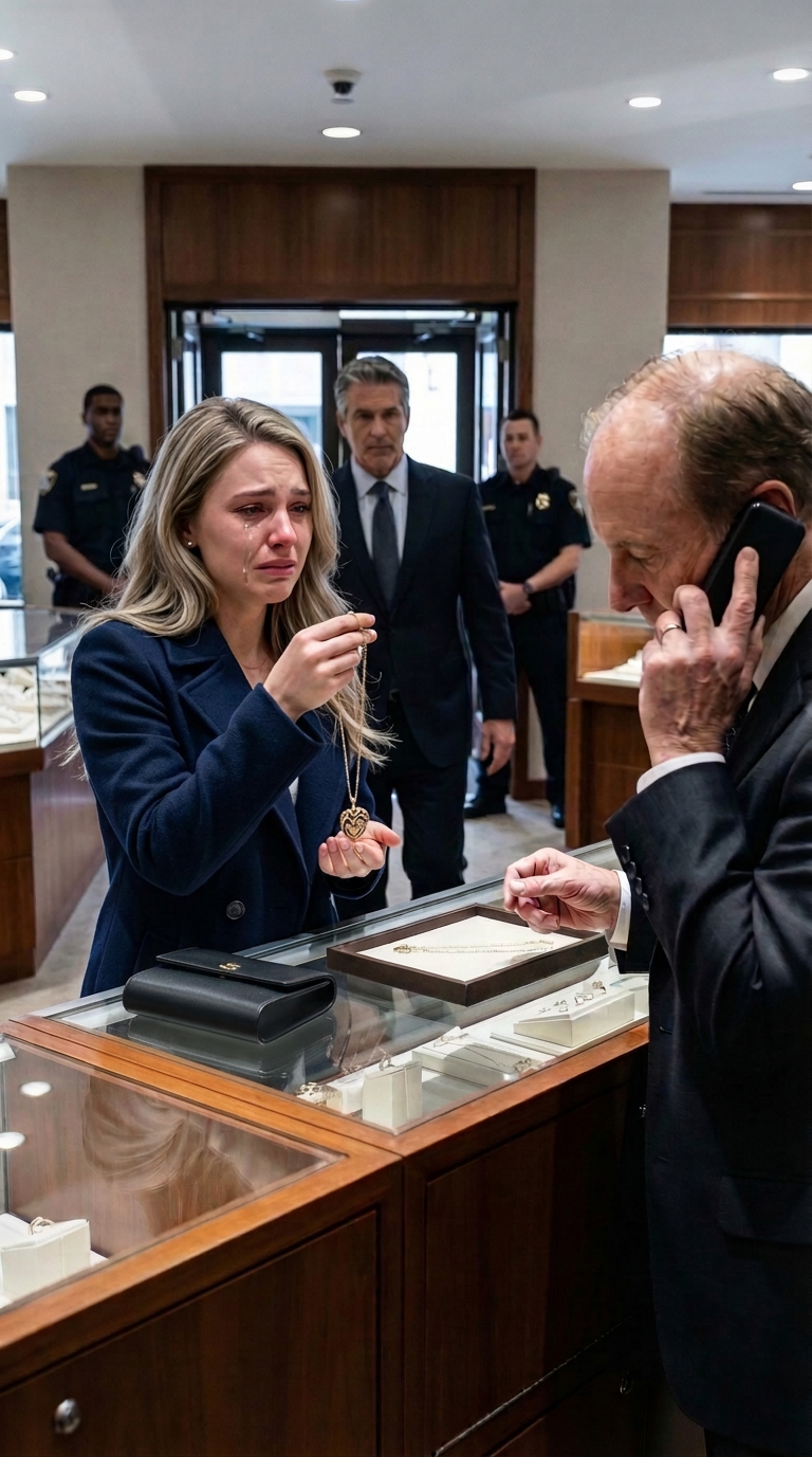 After the divorce, I walked out with nothing but a cracked phone and my mother’s old necklace—my last chance to pay rent. The jeweler barely glanced at it… then his hands froze. His face drained white. “Where did you get this?” he whispered. “It’s my mom’s,” I said. He stumbled back and choked out, “Miss… the master has been searching for you for twenty years.” And then the back door opened.