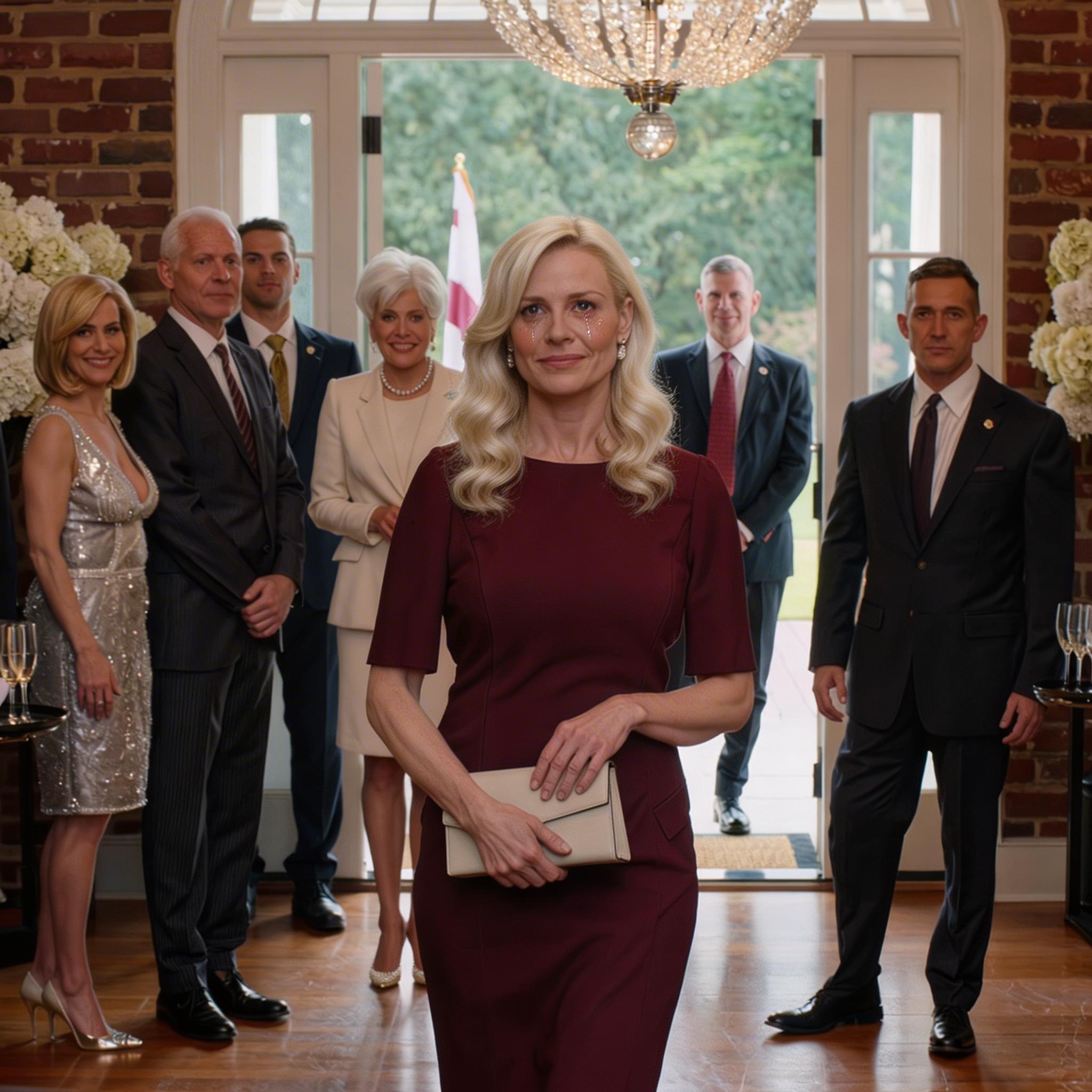 Na przyjęciu zaręczynowym mojej siostry tata powiedział jej bardzo bogatym teściom: „Alisha jeździ ciężarówką i dostarcza zestawy posiłków”. Cała sala uśmiechnęła się do mojej prostej sukienki. Potem otworzyły się drzwi. Weszła ochrona federalna. Urzędnik federalny szczebla gabinetowego podszedł prosto do mnie, a moja rodzina zamilkła.