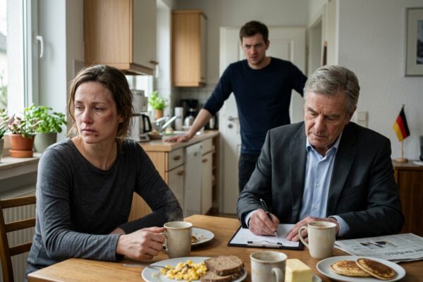 Après que mon mari m’ait frappé, je me suis couché sans un mot. Mais quand il a vu l’homme assis à table, son expression a immédiatement changé…