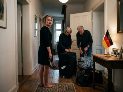 Nach der Beerdigung meines Mannes kehrte ich nach Hause zurück, mein schwarzes Kleid noch immer an meiner Haut haftend. Ich öffnete die Tür … und fand meine Schwiegermutter und acht Familienmitglieder vor, die Koffer packten, als wäre es ein Hotel.